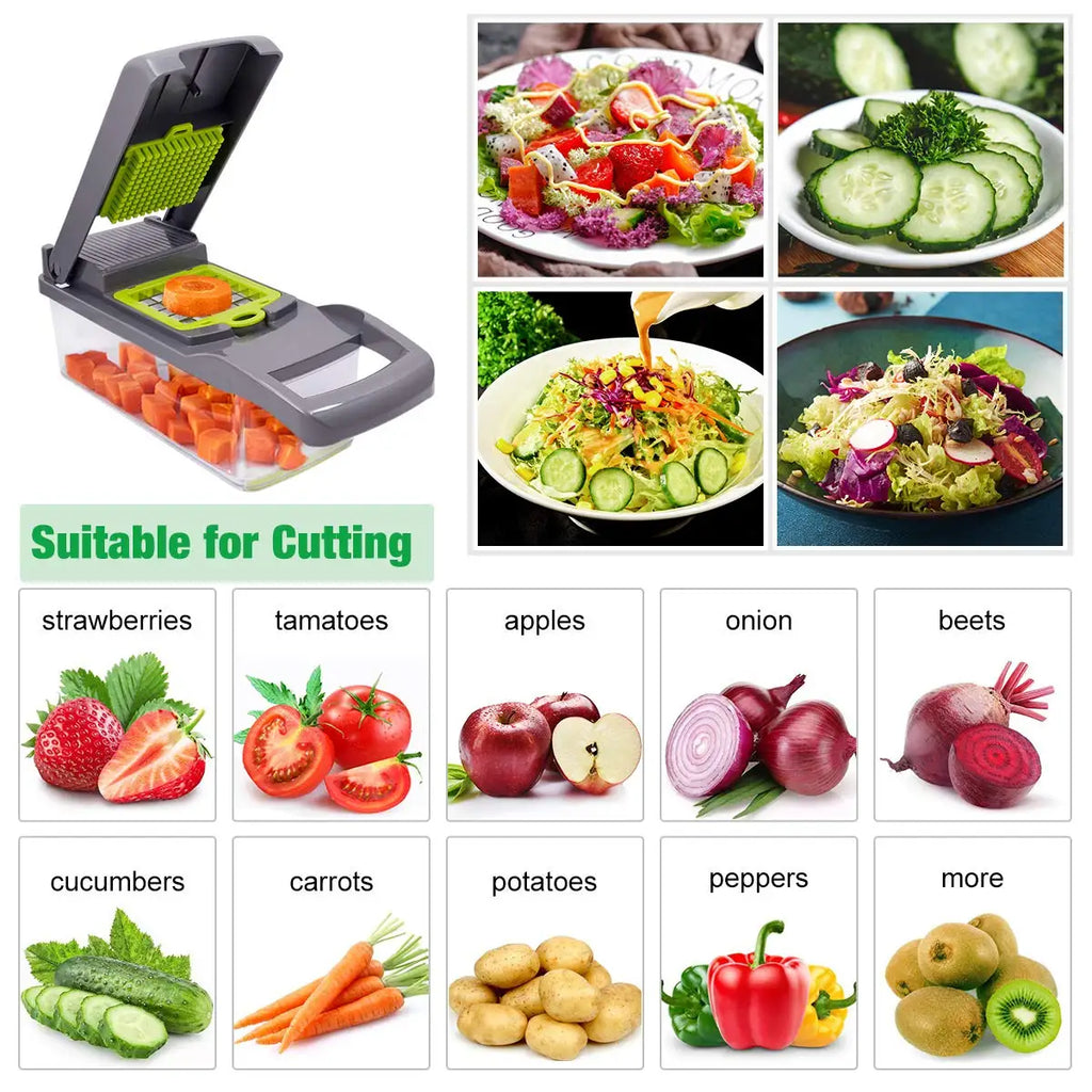 Mandoline Coupe-Légumes Multifonction – Râpe, Trancheur, Émincer Oignons & Fromage