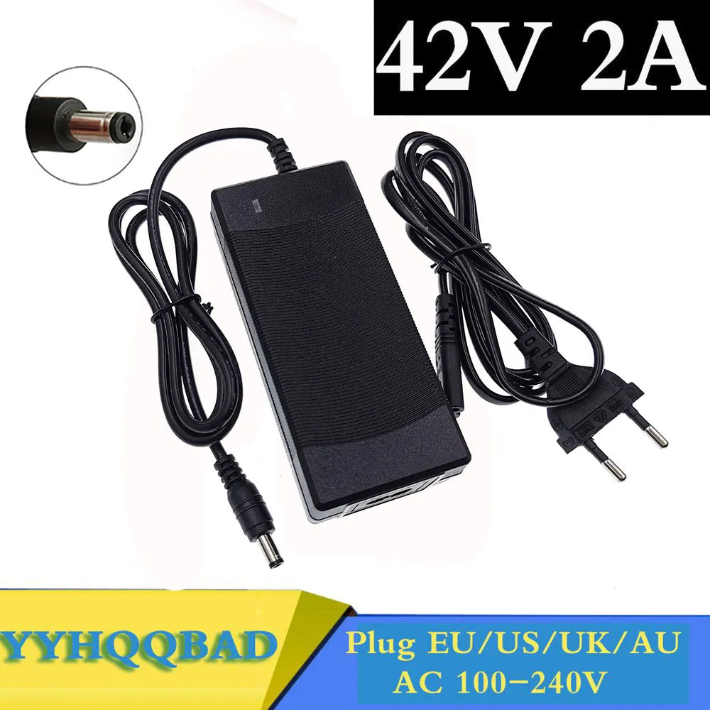 Chargeur Batterie Lithium 36V 2A – Sortie 42V, Entrée 100-240V, Trottinette & Vélo Électrique
