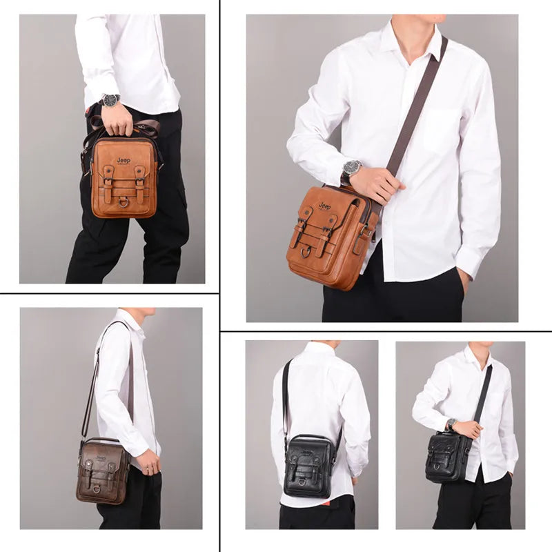 Sac Bandoulière Business Homme en Cuir – Grande Capacité, Multi-Compartiments