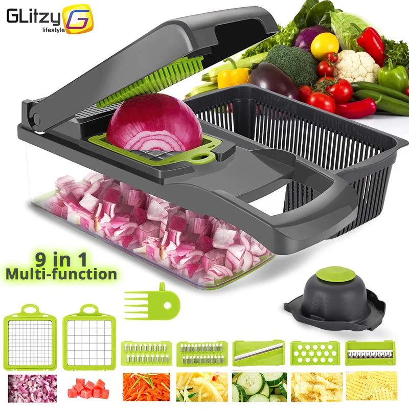 Mandoline Coupe-Légumes Multifonction – Râpe, Trancheur, Émincer Oignons & Fromage