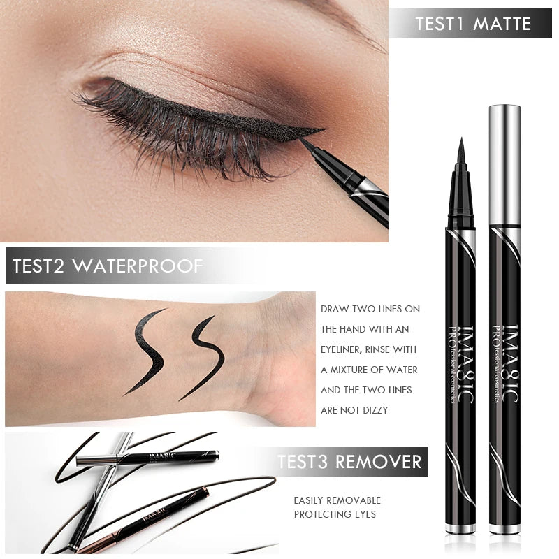 Eyeliner Waterproof Longue Tenue – Crayon Maquillage Noir Mat & Brillant