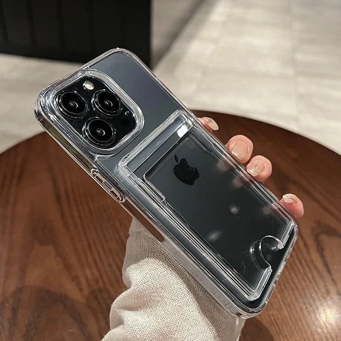 Coque iPhone Transparente avec Porte-Carte – Compatible iPhone 11 à 17 Pro Max