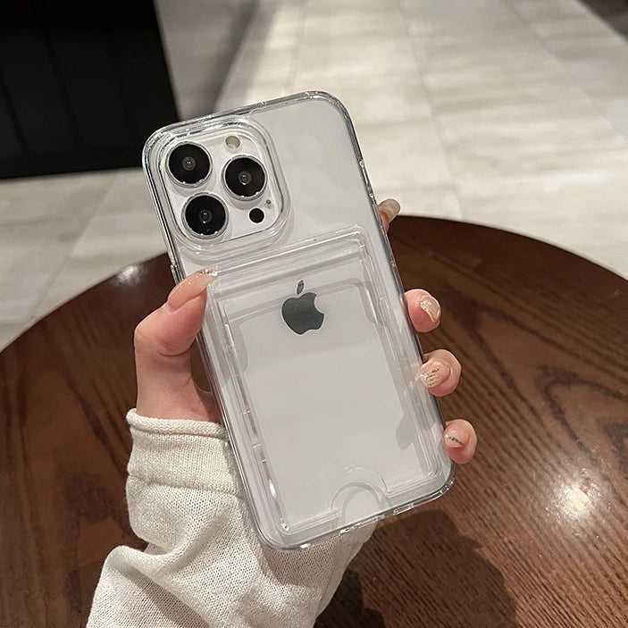 Coque iPhone Transparente avec Porte-Carte – Compatible iPhone 11 à 17 Pro Max