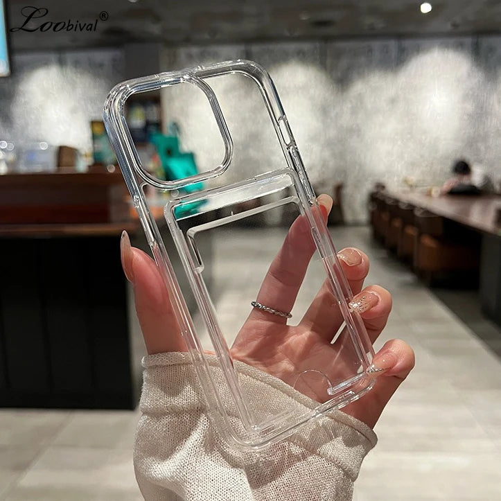 Coque iPhone Transparente avec Porte-Carte – Compatible iPhone 11 à 17 Pro Max