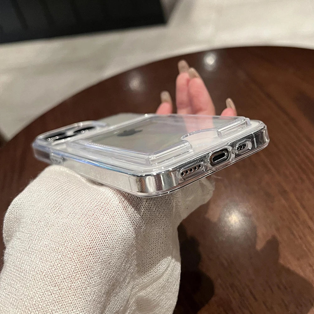 Coque iPhone Transparente avec Porte-Carte – Compatible iPhone 11 à 17 Pro Max