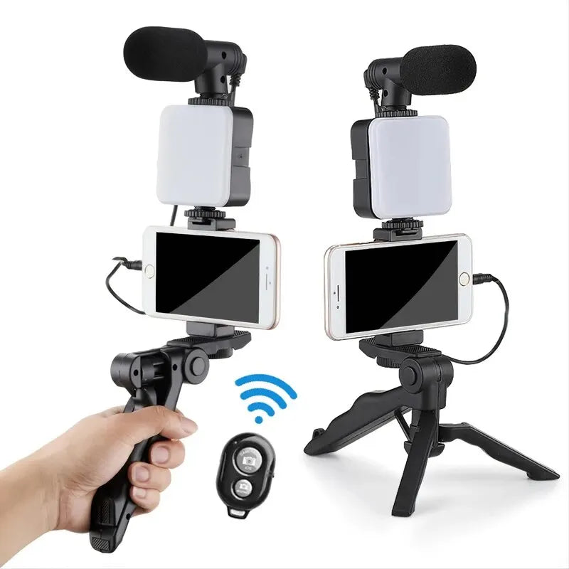 Kit Vlogging Smartphone – Trépied, Micro & Lumière LED | TikTok, YouTube, Live