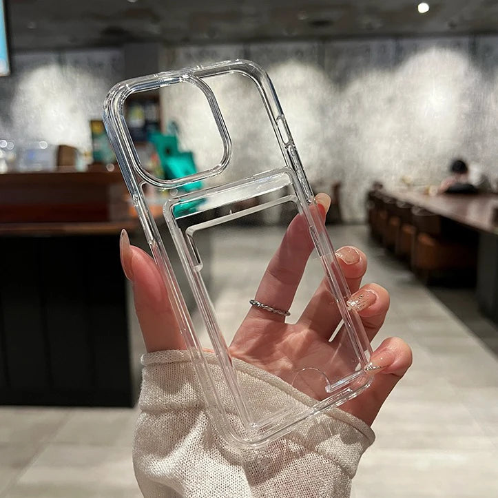 Coque iPhone Transparente avec Porte-Carte – Compatible iPhone 11 à 17 Pro Max
