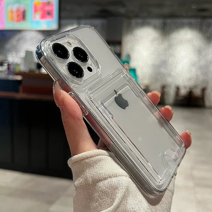 Coque iPhone Transparente avec Porte-Carte – Compatible iPhone 11 à 17 Pro Max