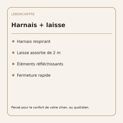 Ensemble harnais et laisse pour chien - caractéristiques en français