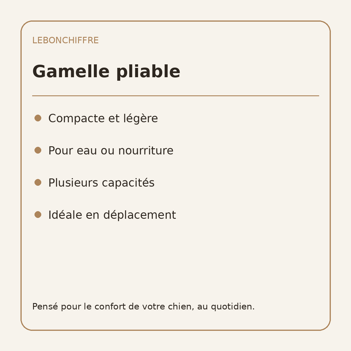 Gamelle pliable de voyage pour chien - caractéristiques en français