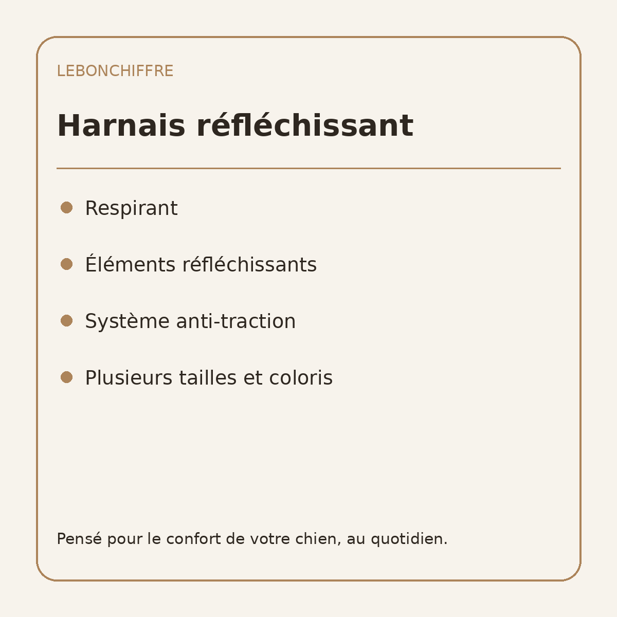 Harnais réfléchissant pour chien - caractéristiques en français