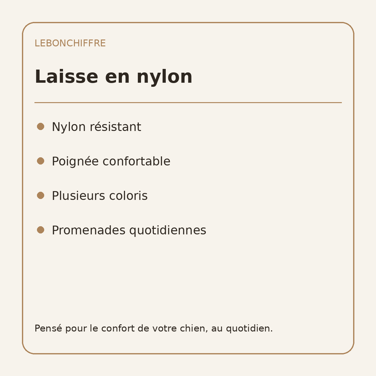 Laisse en nylon pour chien - caractéristiques en français