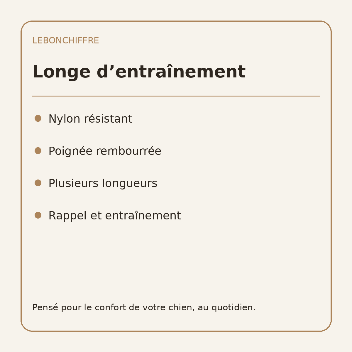 Longe d’entraînement pour chien - caractéristiques en français