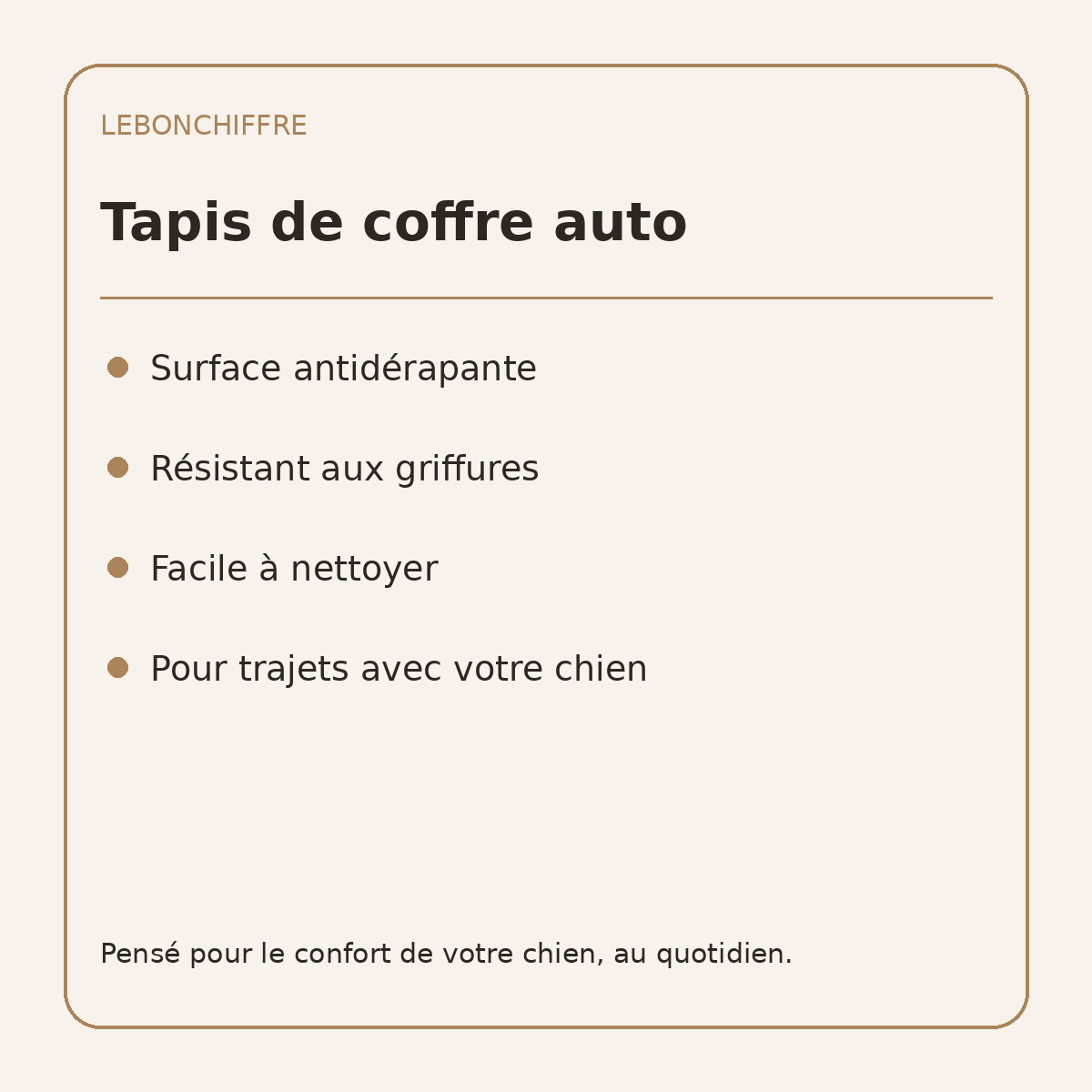 Tapis de coffre auto pour chien - caractéristiques en français